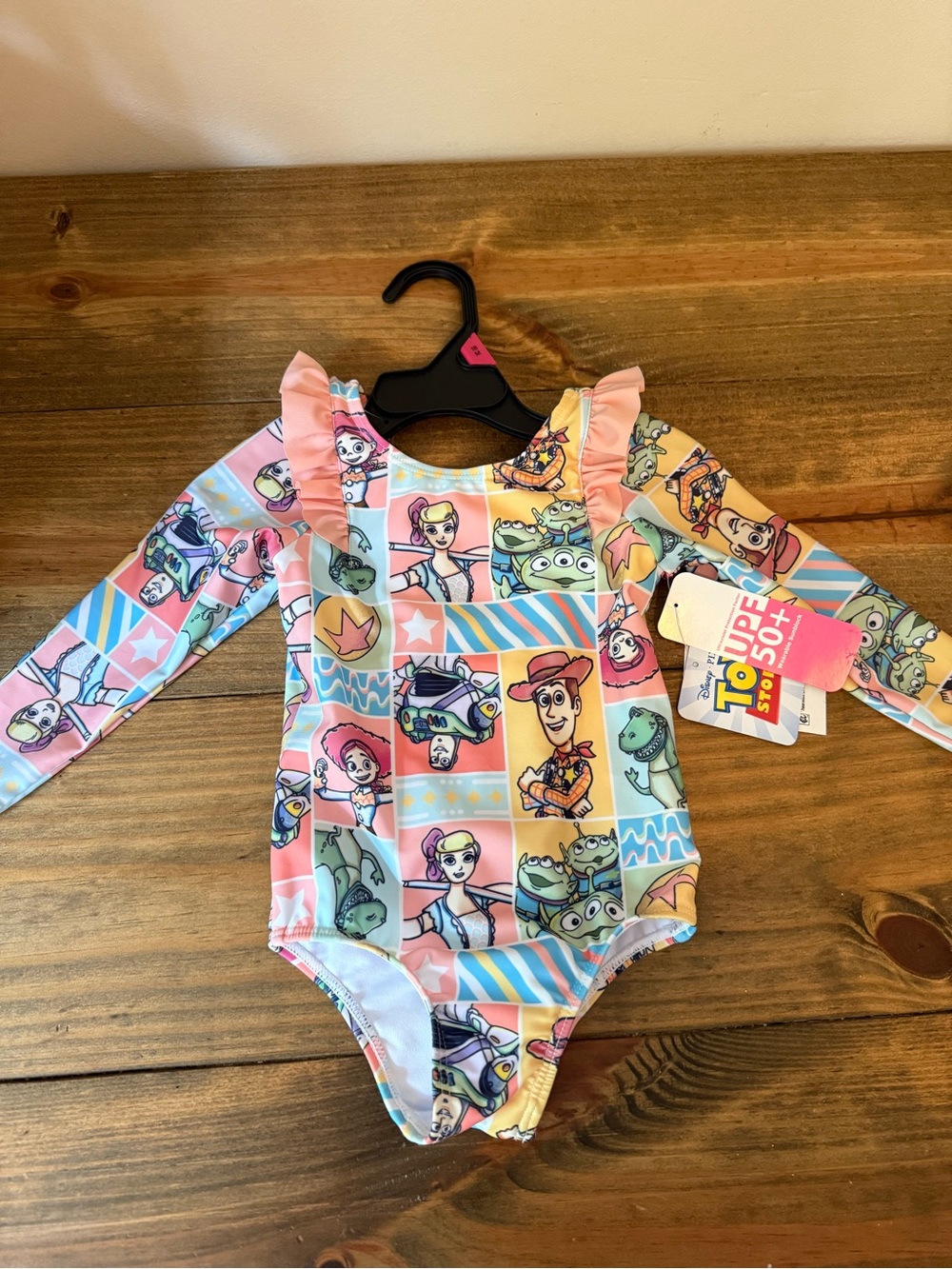 Baby Girls' Toy Story Long-Sleeve One-Piece Swimsuit - UV50+, Size 18 Months NWT
